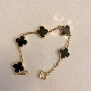 Has To Be Fixed- Black and Gold Clover Bracelet